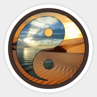 yin yang - landscapes ocean desert Sticker